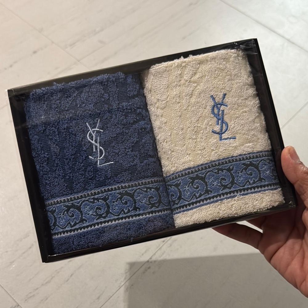 YSL Blue and Cream Towel Set
